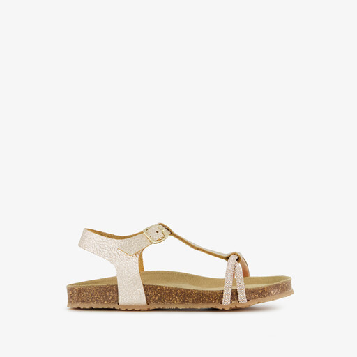Leren meisjes sandalen met glittersteentjes