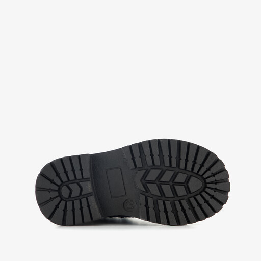 Leren meisjes veterboots met sterren zwart