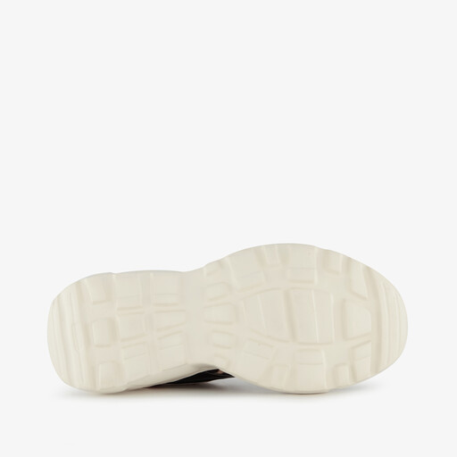 Meisjes dad sneakers met panterprint details beige zwart