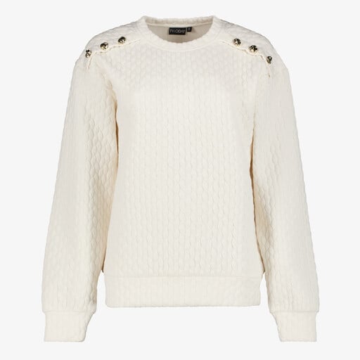 Dames sweater met sierknopen beige