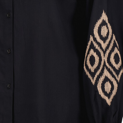 Dames blouse met borduursels zwart beige