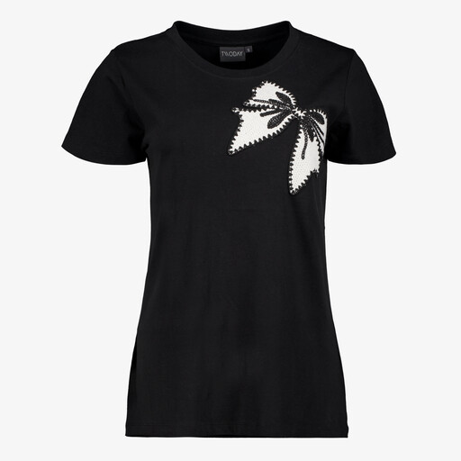 Dames T-shirt met strik zwart wit