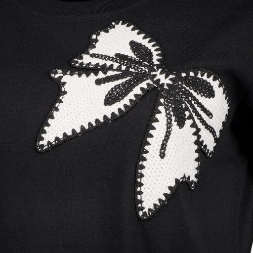 Dames T-shirt met strik zwart wit