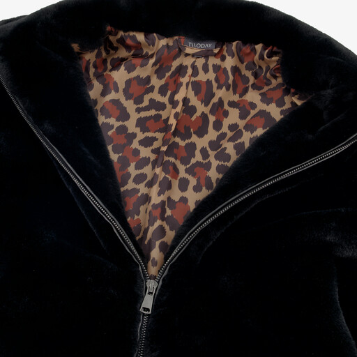 Dames bomber jas van imitatiebont zwart