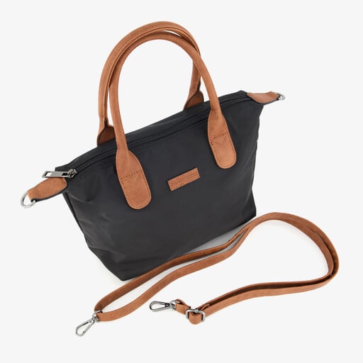 Dames schoudertas zwart cognac