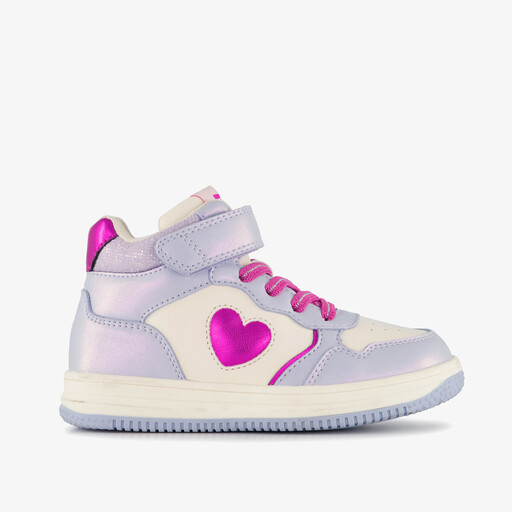 Hoge meisjes sneakers met hartje lila