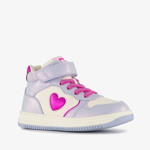 Hoge meisjes sneakers met hartje lila