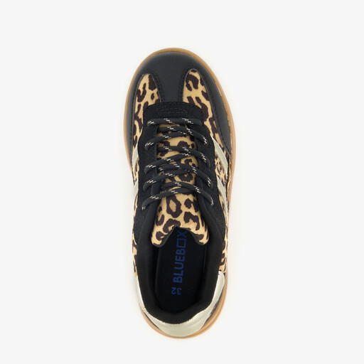 Meisjes sneakers met panterprint bruin zwart