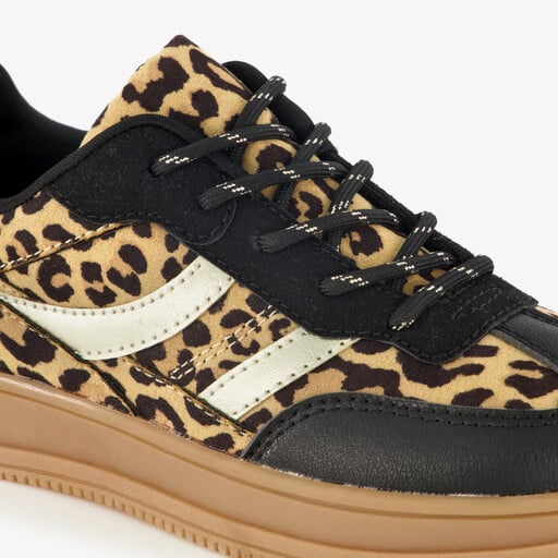 Meisjes sneakers met panterprint bruin zwart