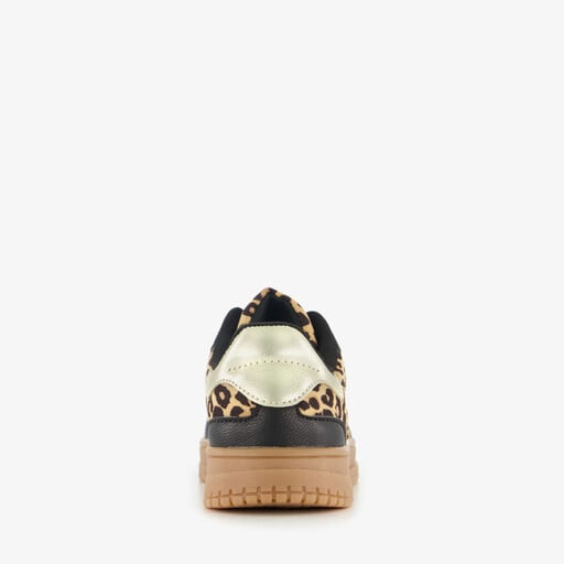 Meisjes sneakers met panterprint bruin zwart