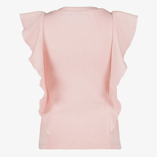 Meisjes rib top met ruches lichtroze