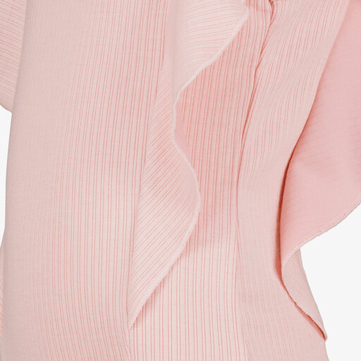 Meisjes rib top met ruches lichtroze