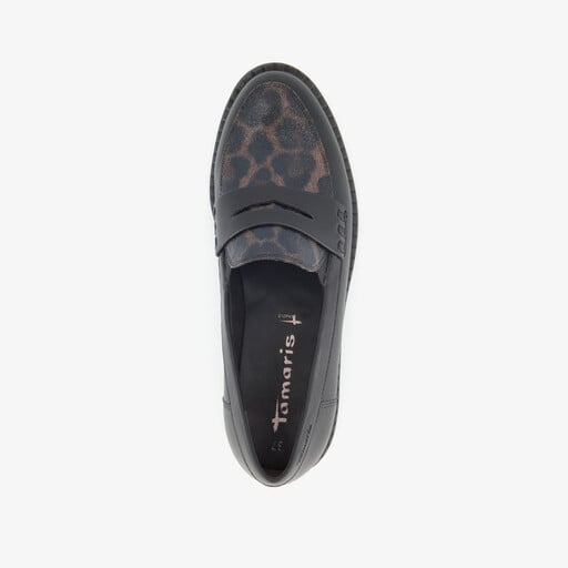 Dames loafers met panterprint details zwart