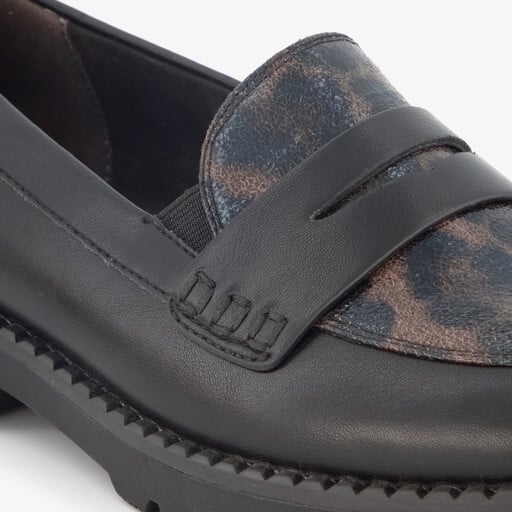 Dames loafers met panterprint details zwart