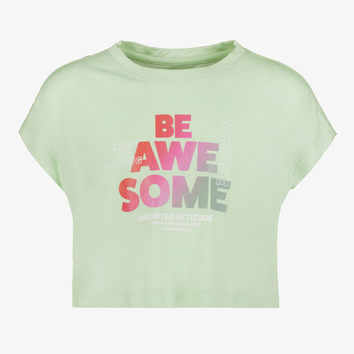 Cropped meisjes sport T-shirt met opdruk groen