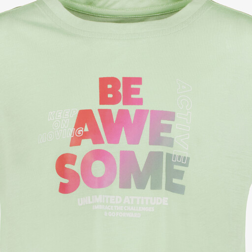 Cropped meisjes sport T-shirt met opdruk groen