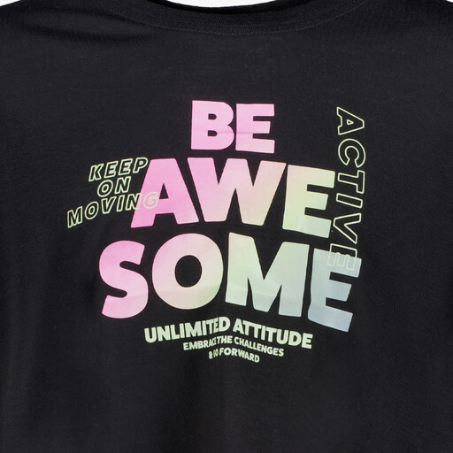 Cropped meisjes sport T-shirt met opdruk zwart