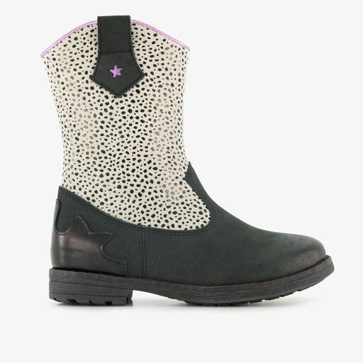 Leren meisjes western laarsjes zwart wit