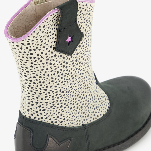 Leren meisjes western laarsjes zwart wit