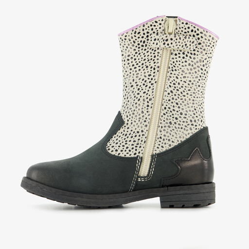 Leren meisjes western laarsjes zwart wit