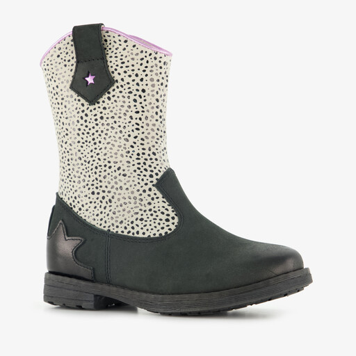 Leren meisjes western laarsjes zwart wit