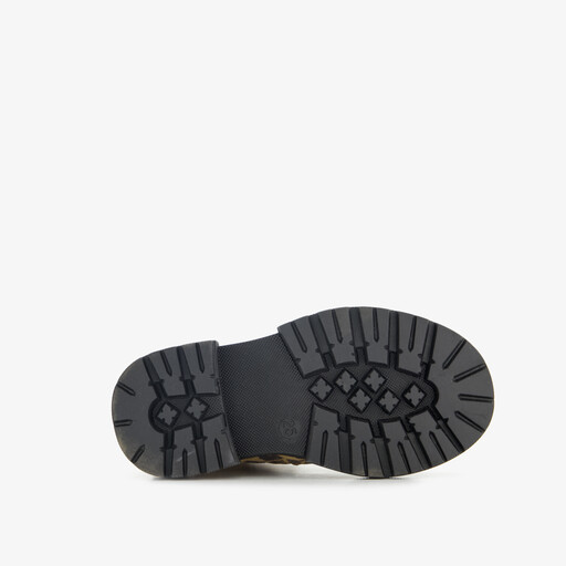 Suède meisjes veterboots met panterprint bruin
