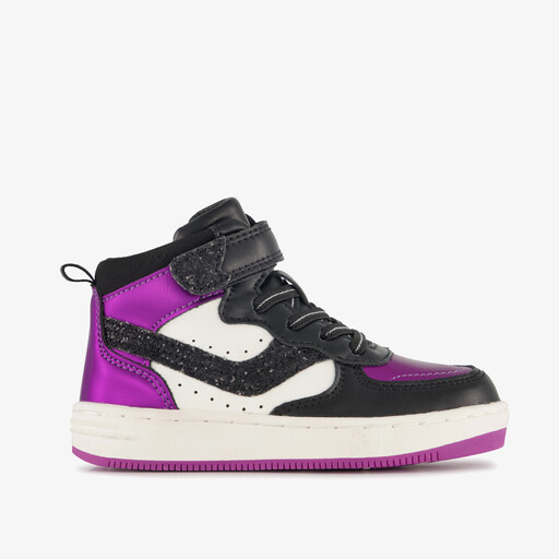 Hoge meisjes sneakers met lak zwart paars