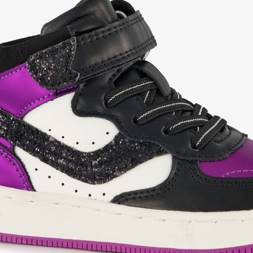 Hoge meisjes sneakers met lak zwart paars