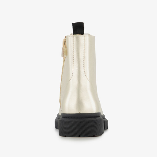 Leren meisjes veterboots goud zwart
