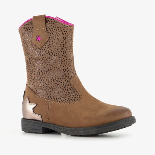 Suède meisjes cowboy enkellaarsjes bruin