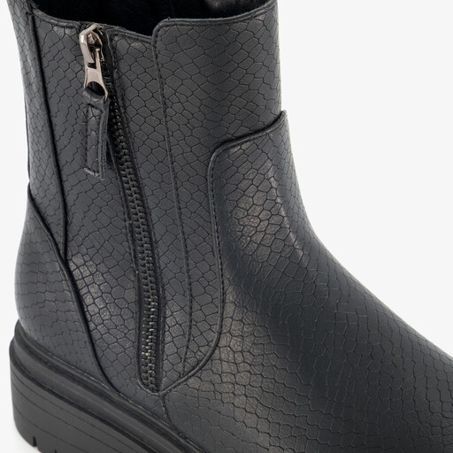 Dames boots met croco print zwart