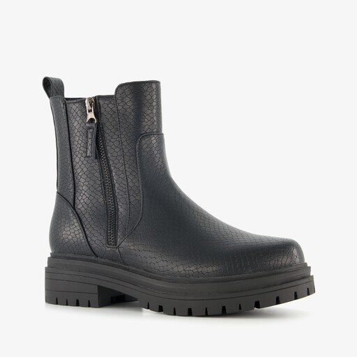 Dames boots met croco print zwart