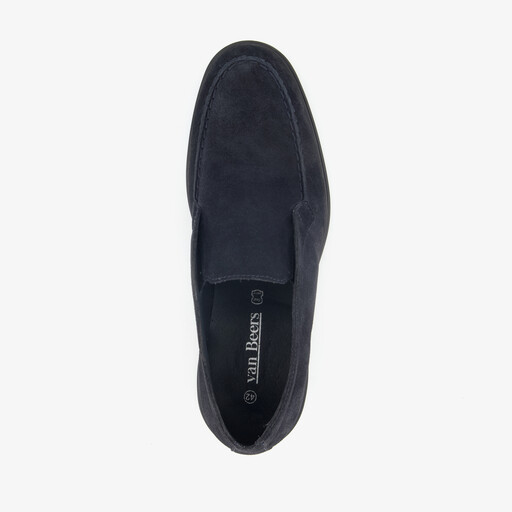 Suède heren instappers donkerblauw