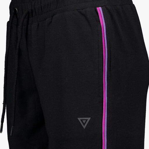 Dames trainingsbroek met paars roze biezen zwart