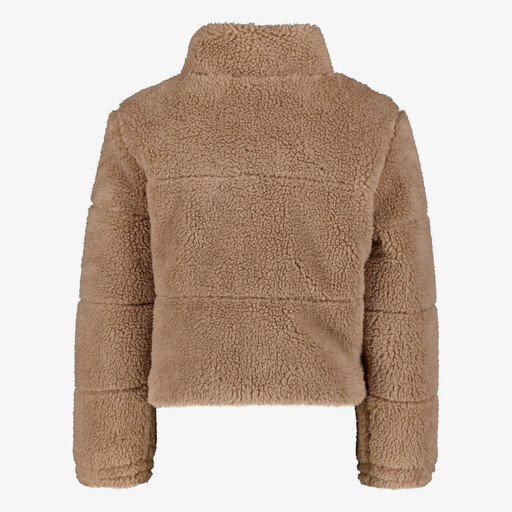Meisjes teddy jas lichtbruin