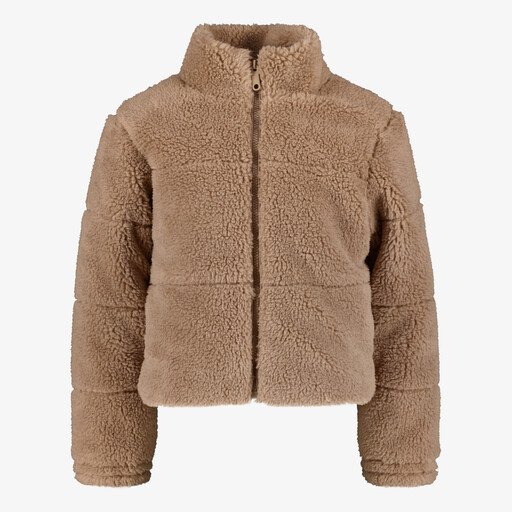 Meisjes teddy jas lichtbruin