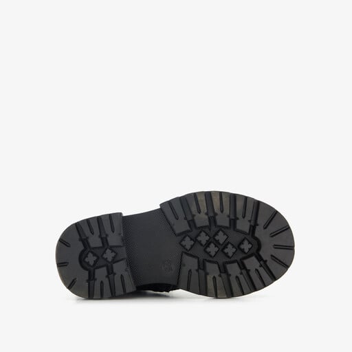 Leren meisjes veterboots met strik zwart