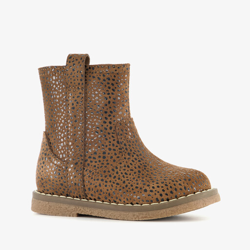 Suède meisjes boots met stippen bruin