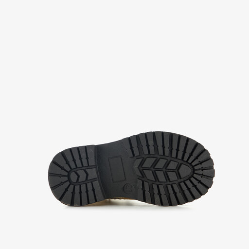 Leren meisjes veterboots met hartjes goud zwart