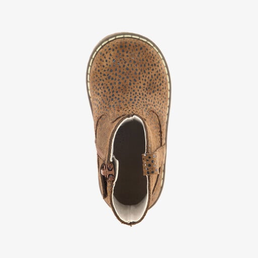 Suède meisjes boots met stippen bruin