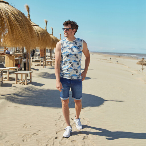 Heren denim short donkerblauw