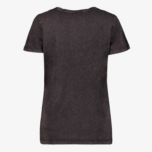 Dames acid T-shirt met opdruk zwart