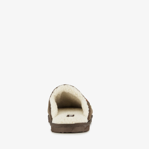 Heren pantoffels met teddy voering bruin