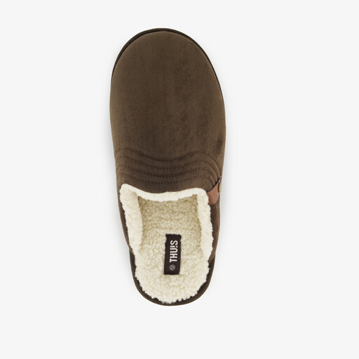 Heren pantoffels met teddy voering bruin