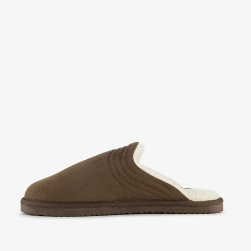 Heren pantoffels met teddy voering bruin