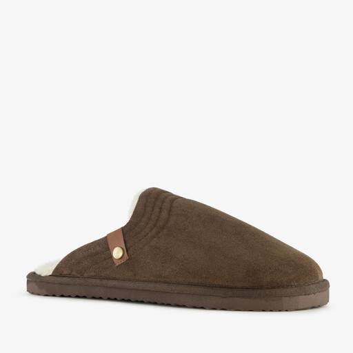 Heren pantoffels met teddy voering bruin