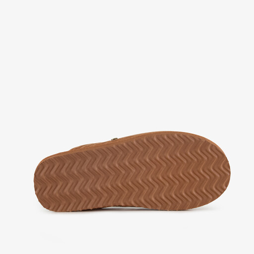 Heren pantoffels met teddy voering cognac