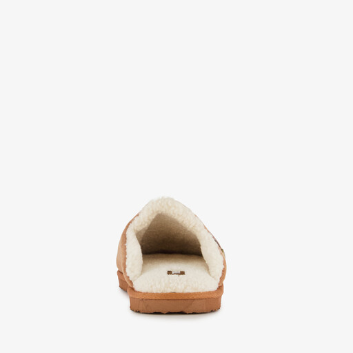 Heren pantoffels met teddy voering cognac