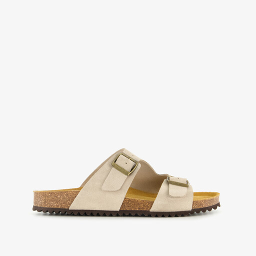 Suede heren slippers beige