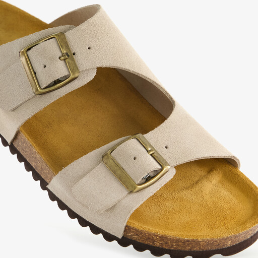 Suede heren slippers beige